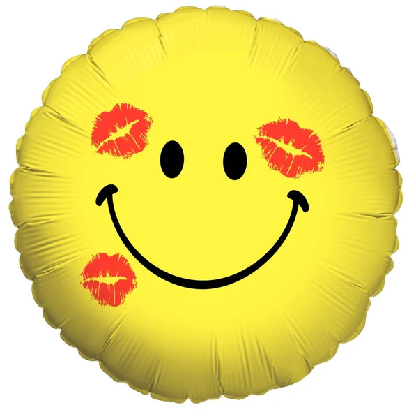 18" Balloon Smiley Kiss - Yellow