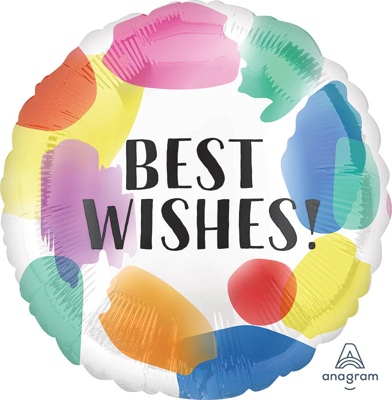 18" Best Wish Painted Swoosh Foil Balloon