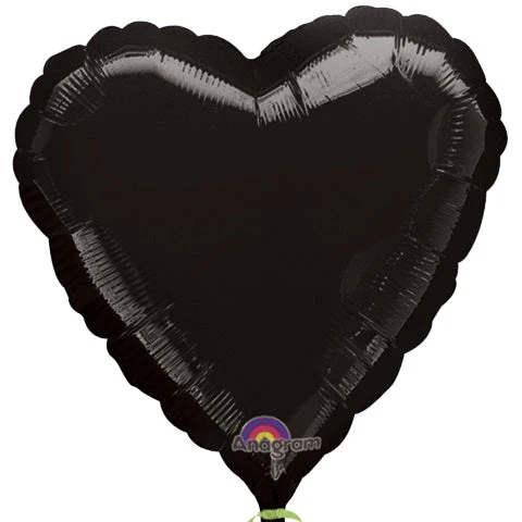 18" Black Heart Packaged Balloon
