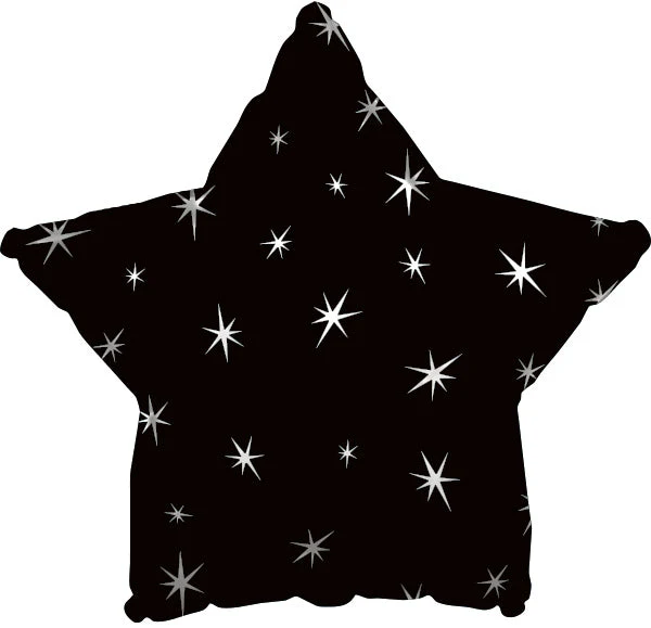 18" Black Sparkle Star Foil Balloon