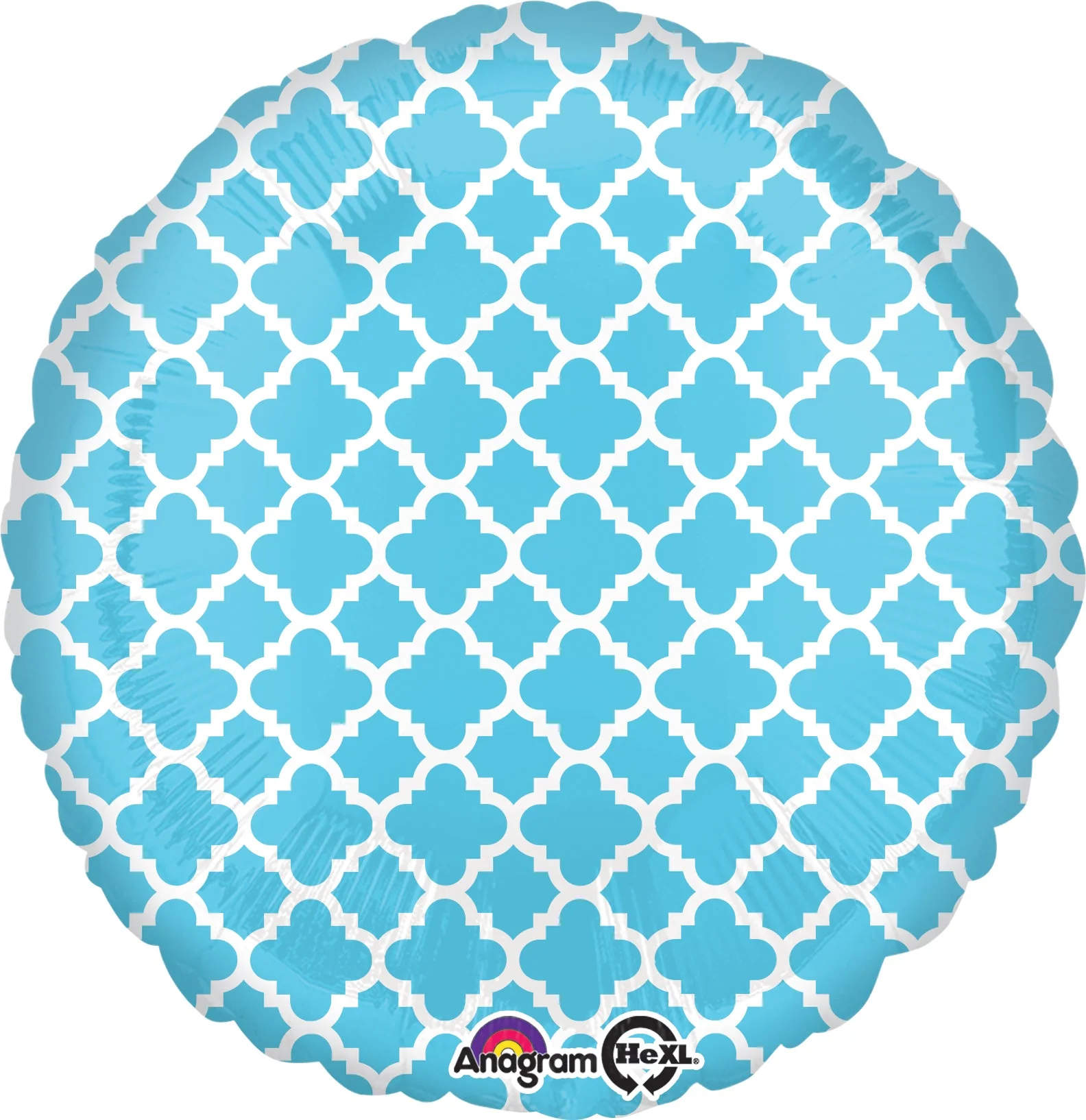 18" Blue and White quatrefoil Balloon