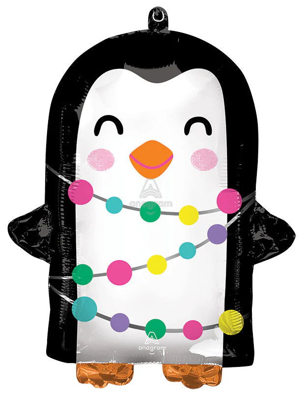 18" Bright Holiday Penguin Foil Balloon