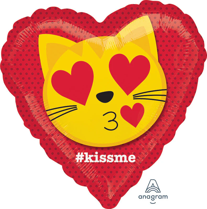 18" Cat Emoticon Kiss Balloon