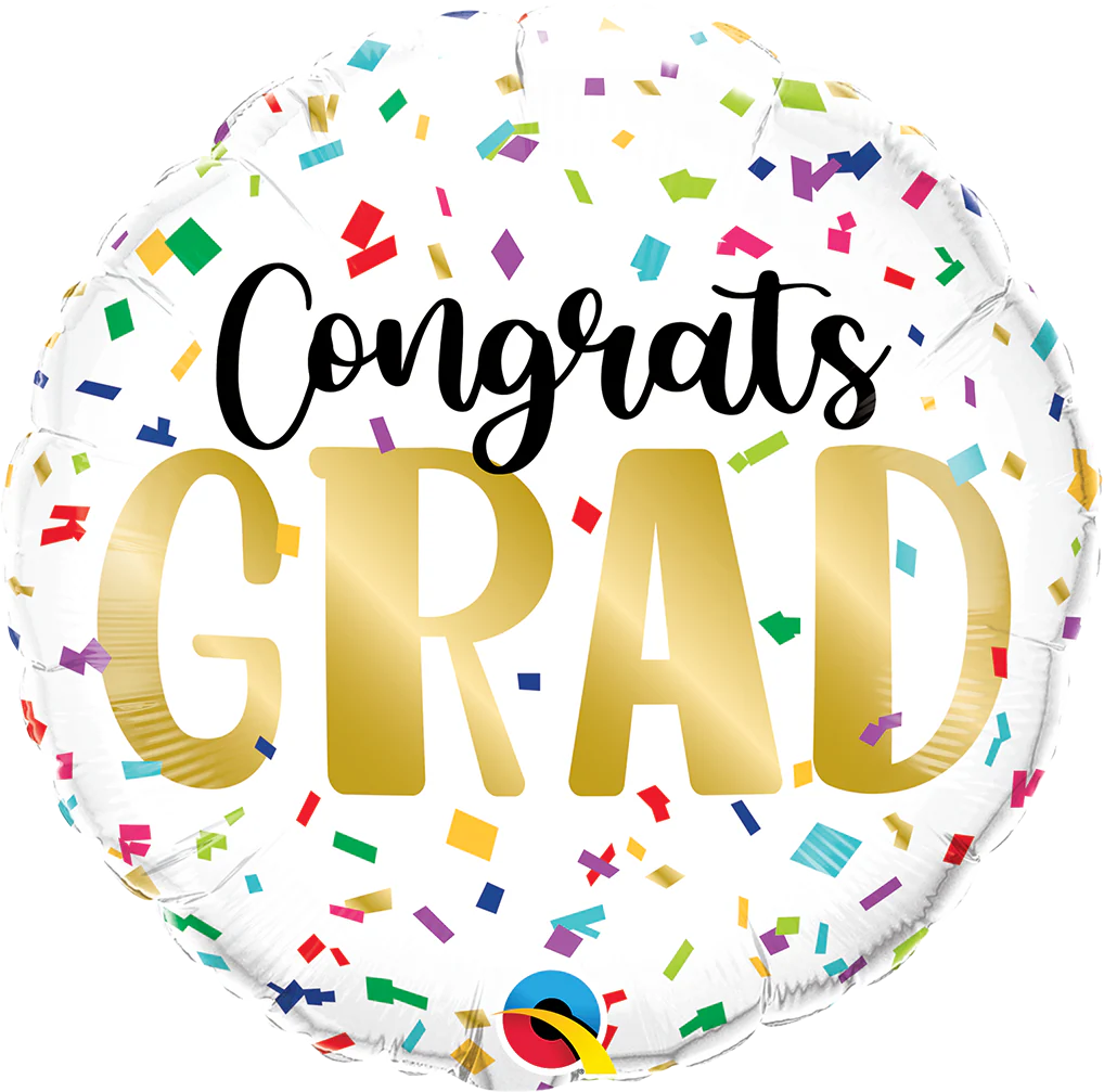 18" Congrats Grad Color Confetti Foil Balloon