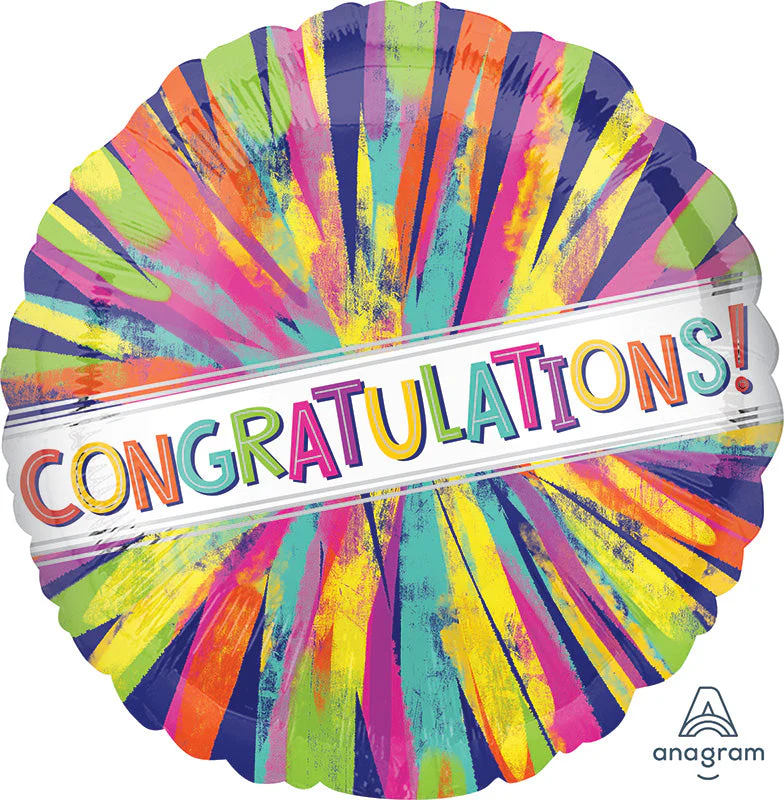 18" Congrats Painterly Burst Foil Balloon