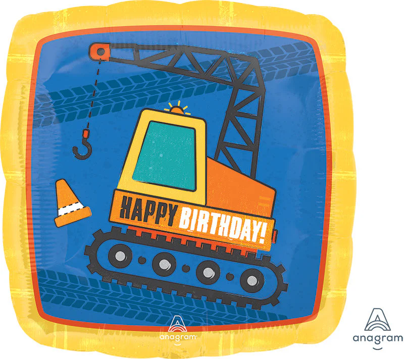 18" Construction Happy Birthday Foil Balloon