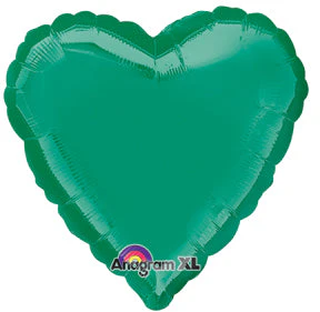 18" Emerald Green Decorator Heart Anagram Brand Balloon