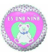 18" Es Una Nina Bear Girl Balloon (Spanish) - Image 2