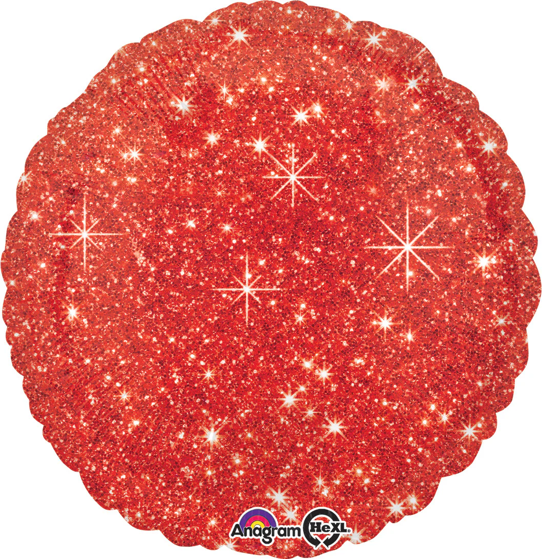 18" Faux Sparkle Red Balloon