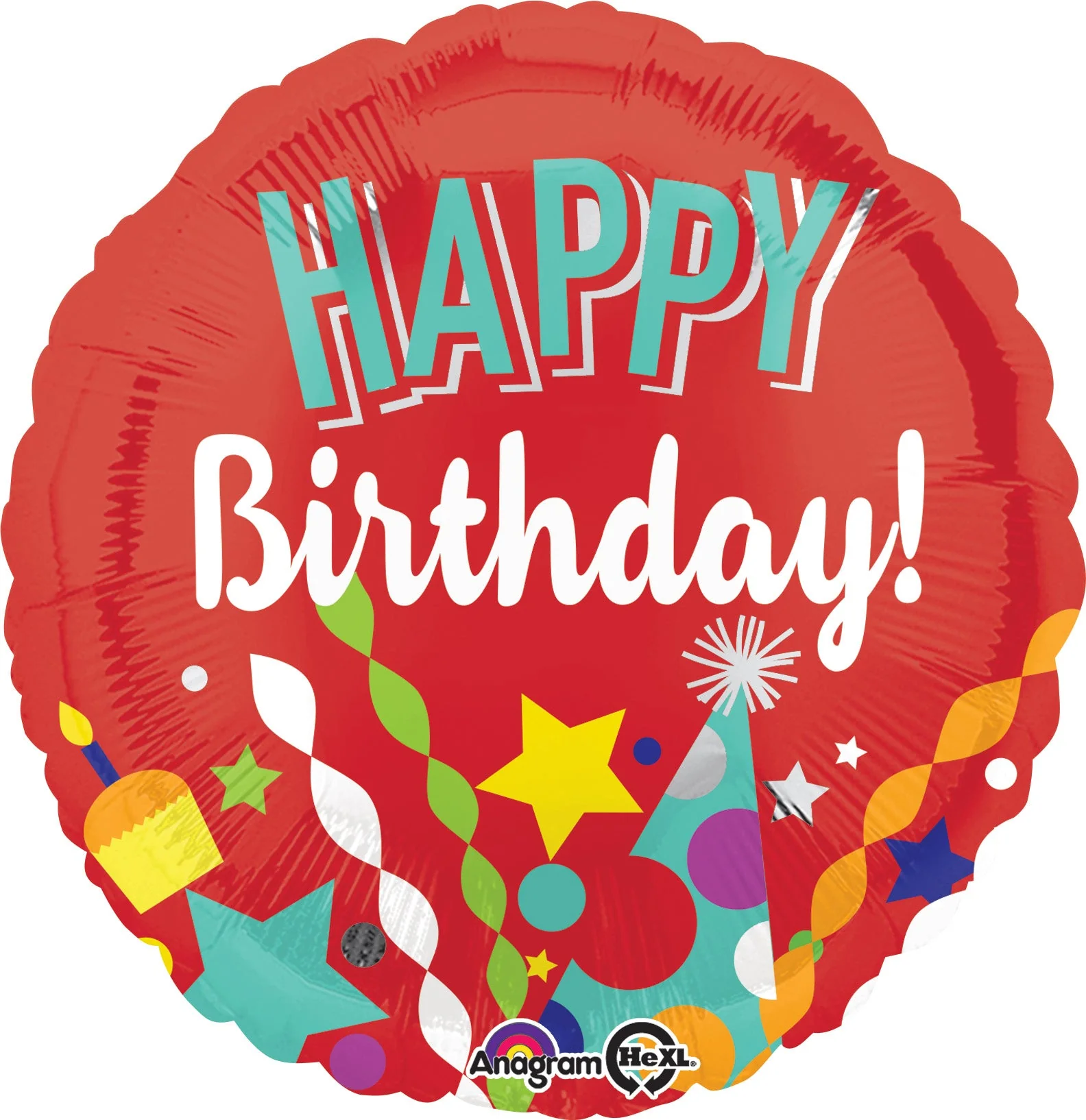 18" Festive Happy Birthday Balloon