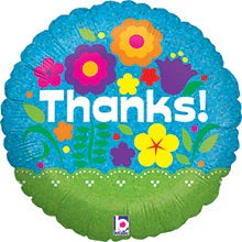 18" Floral Thanks Holographic Balloon