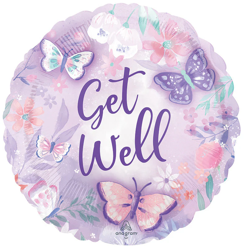 18" Flutters Get Well Foil Balloon
