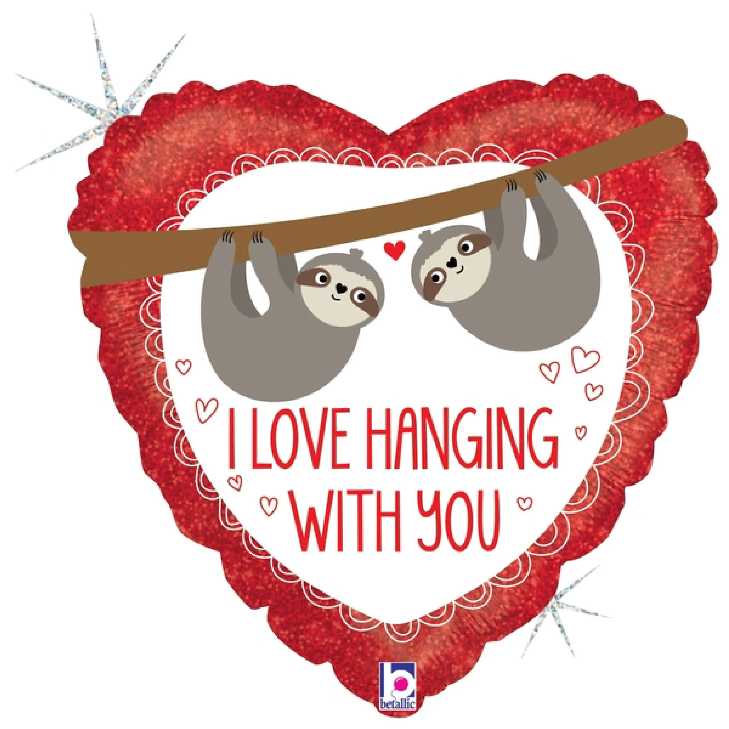 18" Foil Balloon Holographic Love Hanging With You Sloth