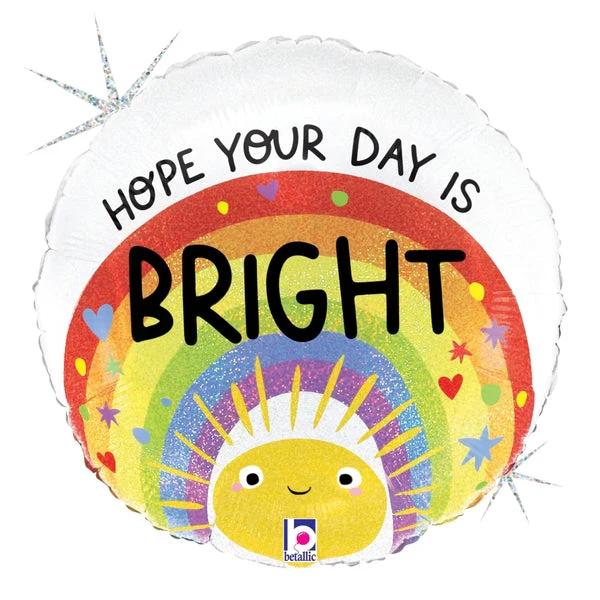 18" Foil Holographic Packaged Bright Day Rainbow Sun Foil Balloon