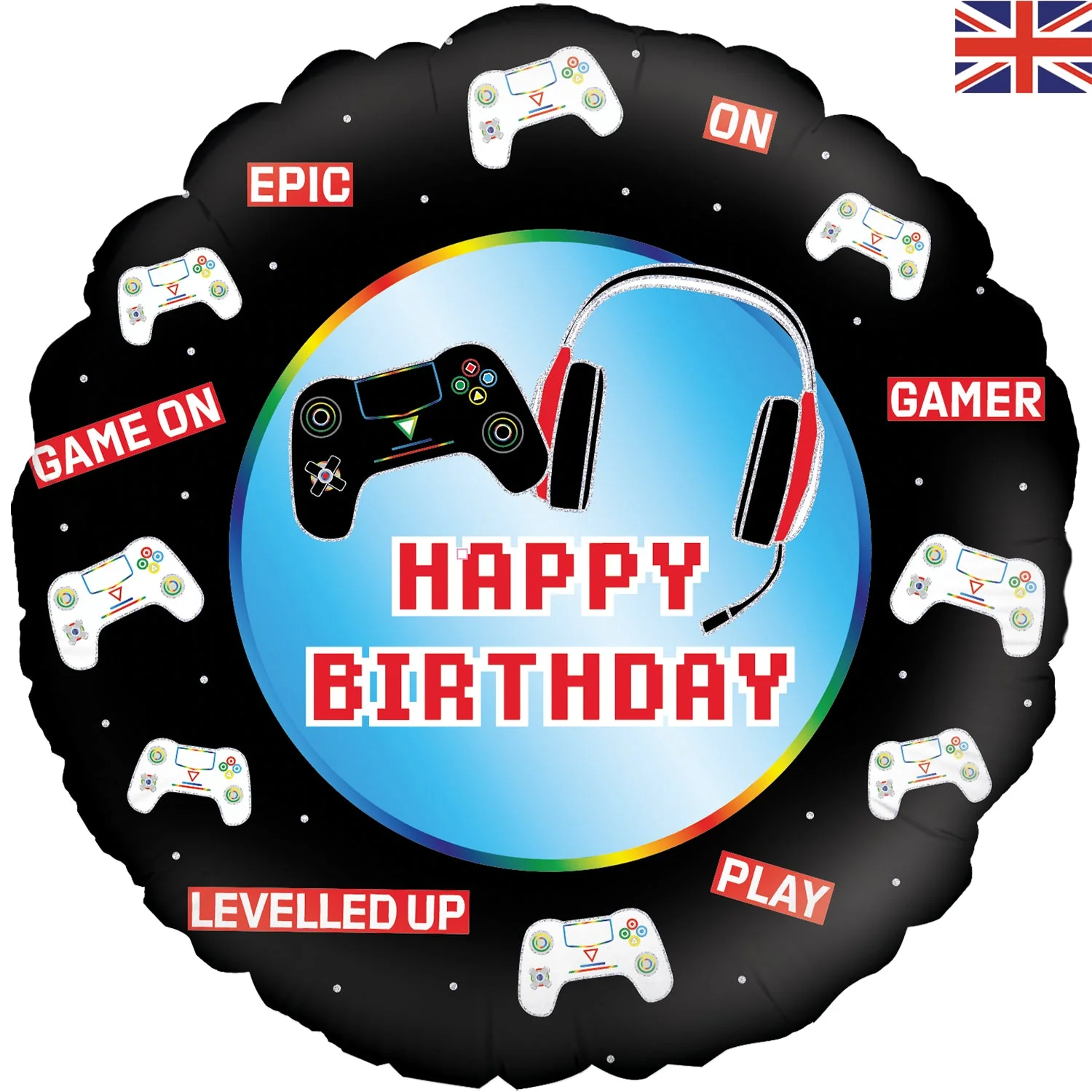 18" Galaxy Controller Birthday Holographic Oaktree Foil Balloon