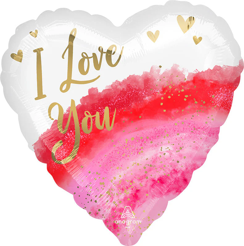 18" Geode Watercolor Love Foil Balloon