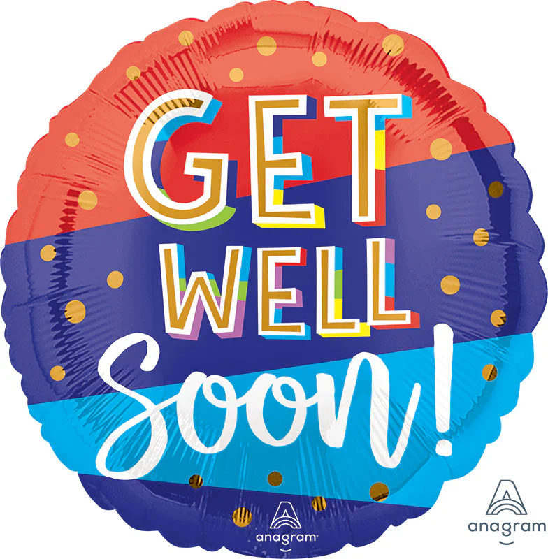 18" Get Well Bouncy Type Foil Balloon