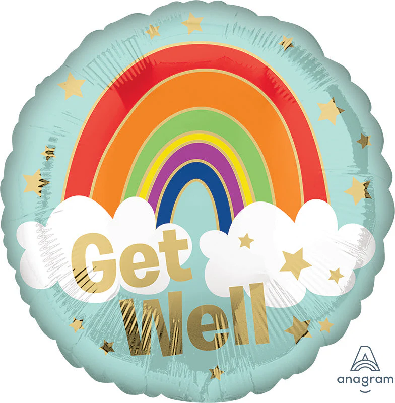 18" Get Well Golden Rainbow Foil Balloon