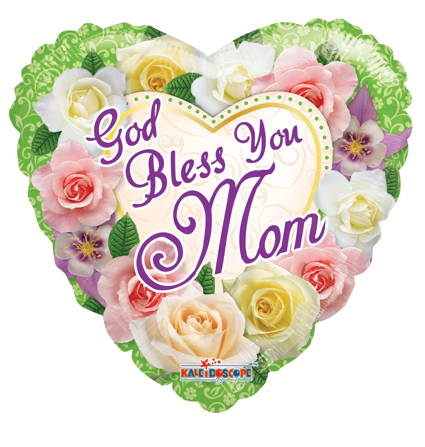 18" God Bless You Mom Flowers Foil Balloon