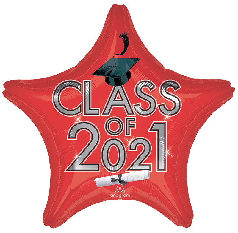 18" Graduation Class of 2021 - Red Foil Balloon