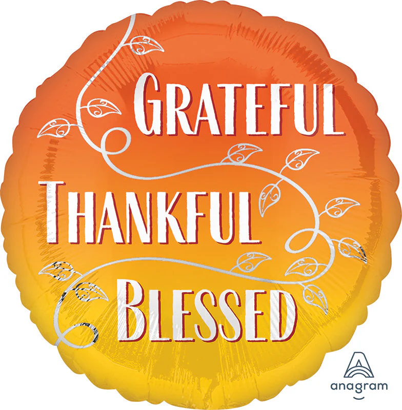 18" Grateful, Thankful, Blessed Foil Balloon
