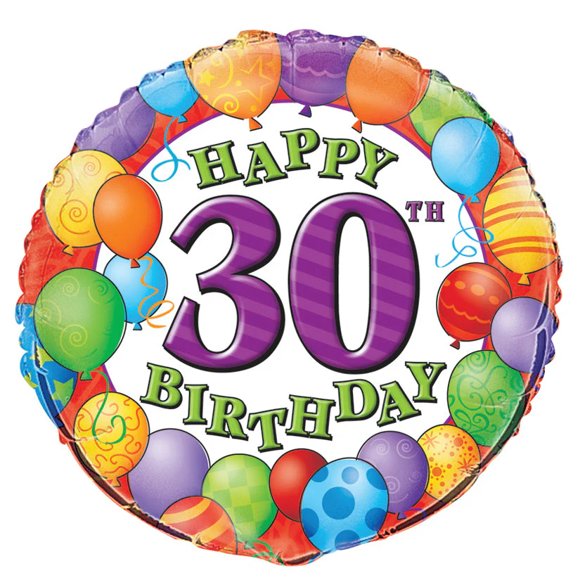 18" Happy 30th Birthday Balloons
