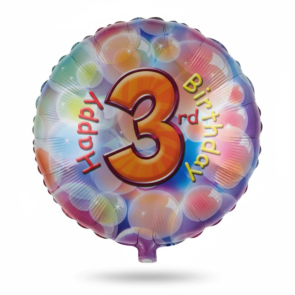 18" Happy 3rd Birthday Mylar Balloon
