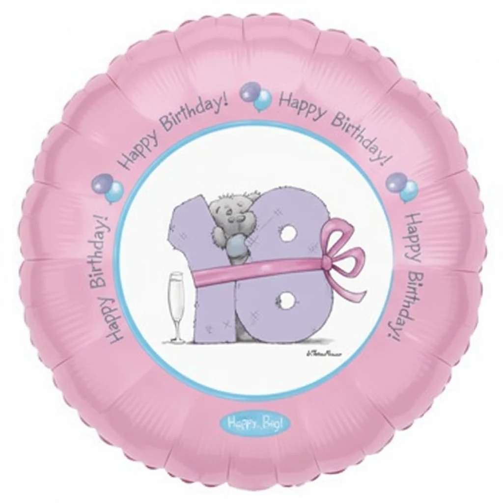 18" Happy Birthday 18th Bear Balloon