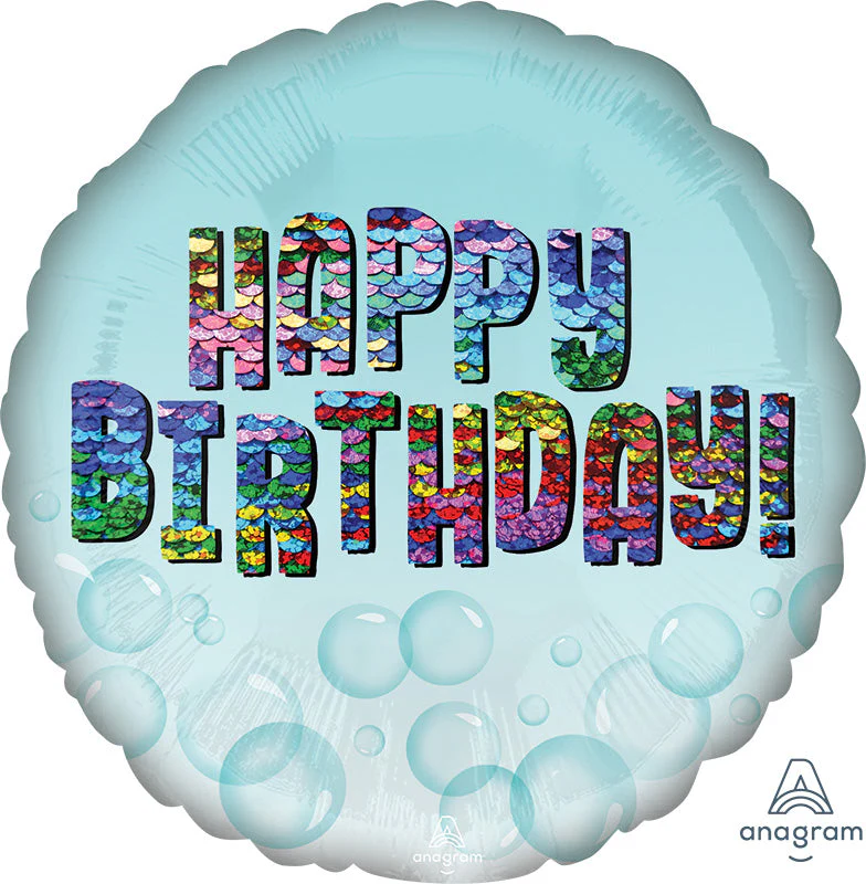 18" Happy Birthday Rainbow Sequins Foil Balloon