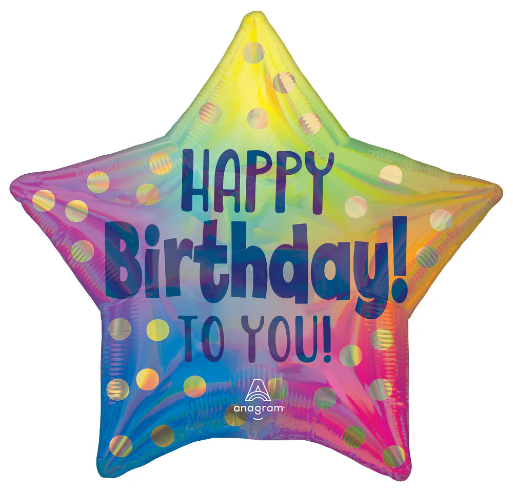 18" Happy Birthday to You Gold Dots Foil Balloon