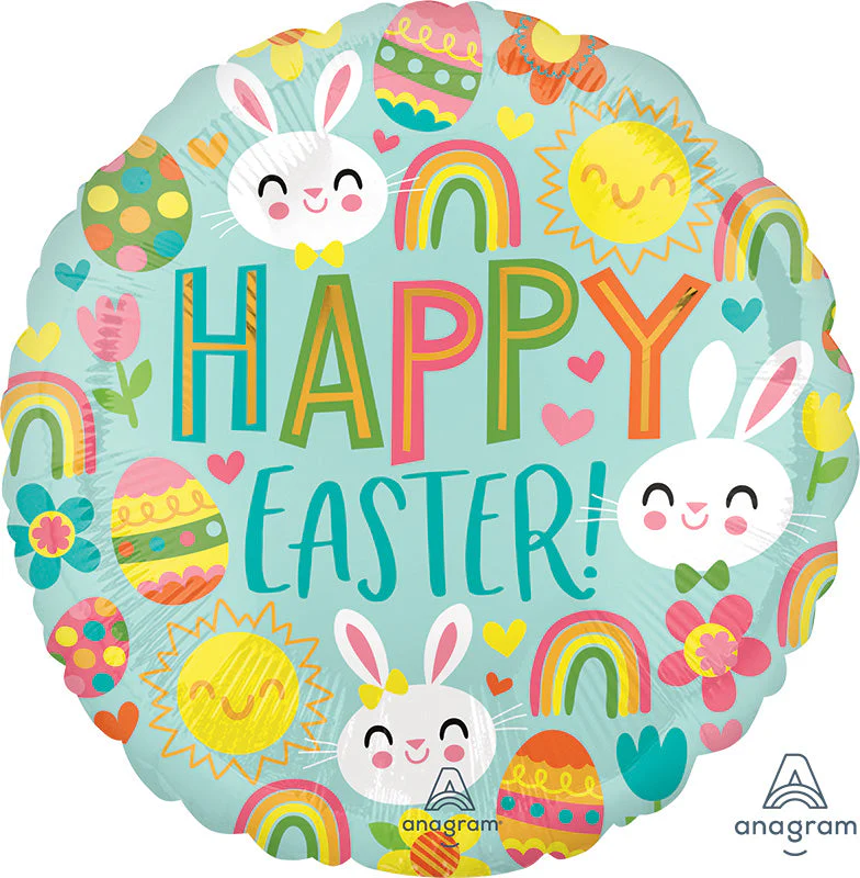 18" Happy Easter Icons Foil Balloon