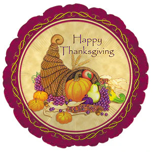 18" Happy Thanksgiving Cornucopia Balloon