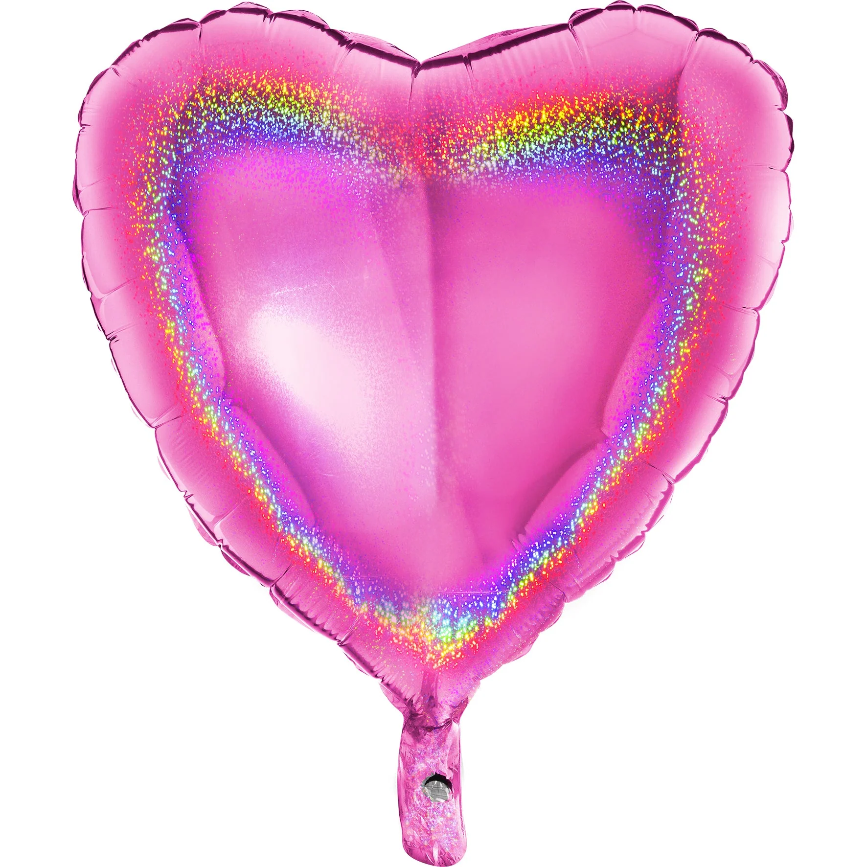 18" Heart Glitter Holographic Fuchsia Foil Balloon