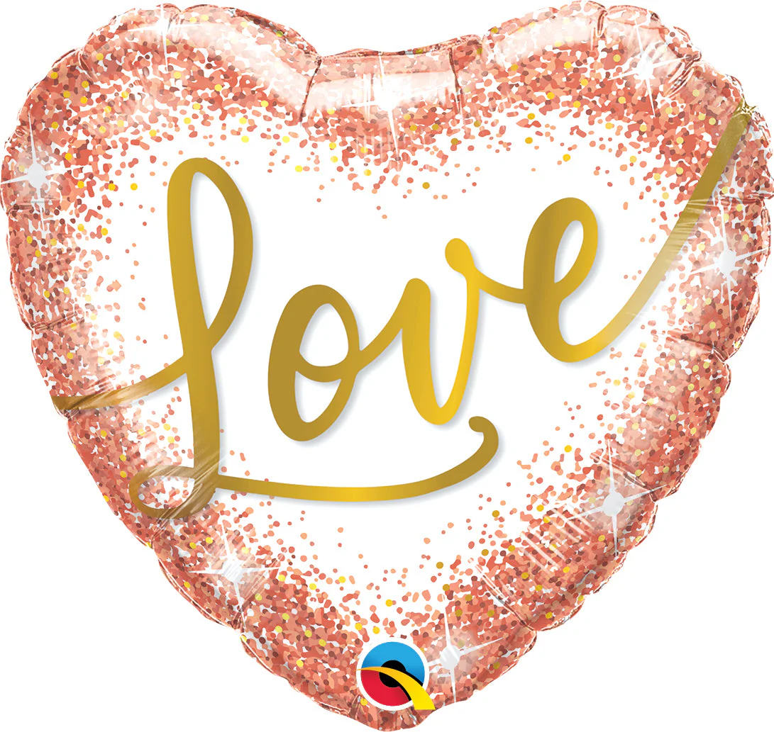 18" Heart Love Rose Gold Glitter Dots Foil Balloon