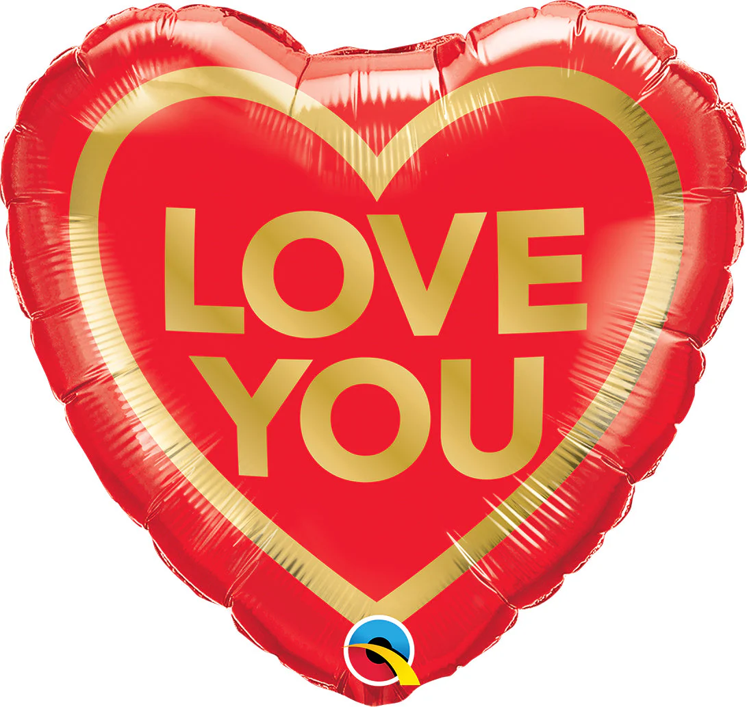 18" Heart Love You Golden Heart Foil Balloon