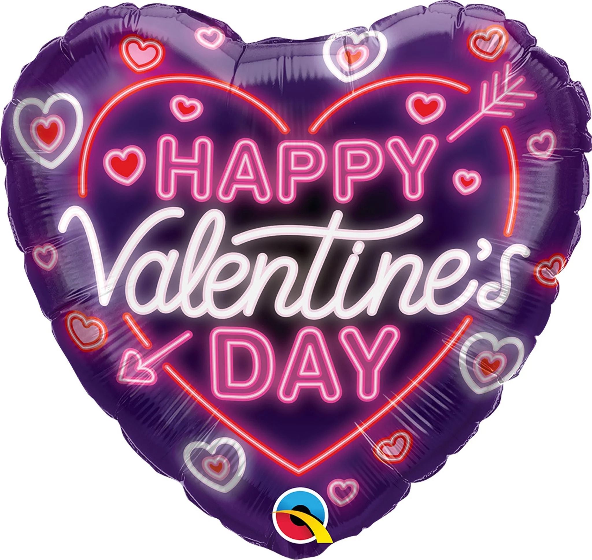 18" Heart Valentine's Day Neon Glow Foil Balloon
