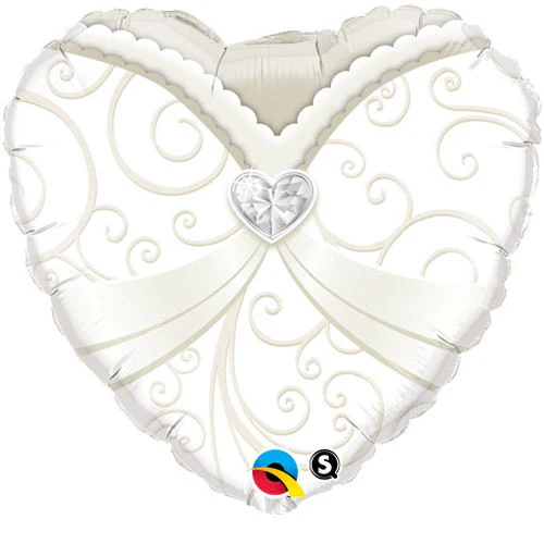 18" Heart Wedding Gown Balloon