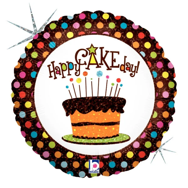 18" Holographic Balloon Packaged Chocolate Birthday Cake