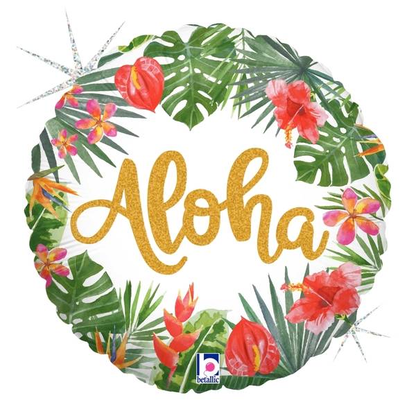 18" Holographic Tropical Aloha Foil Balloon