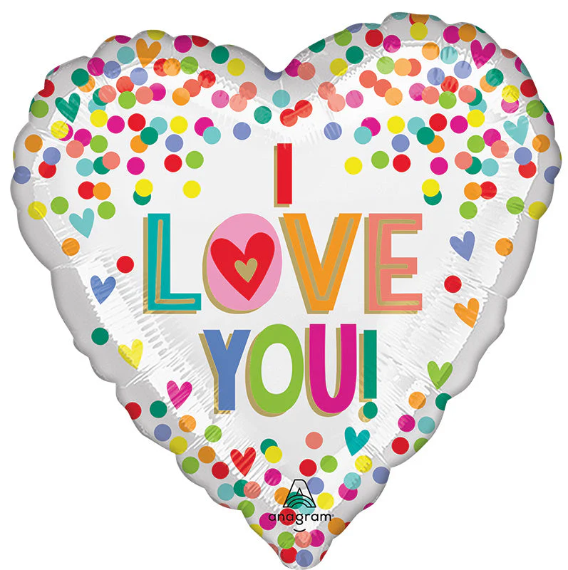 18" I Love You Rainbow Dots Foil Balloon