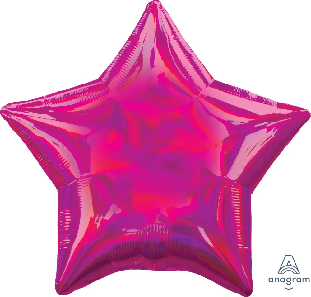 18" Iridescent Magenta Star Foil Balloon