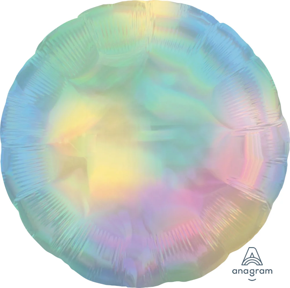 18" Iridescent Pastel Rainbow Circle Foil Balloon