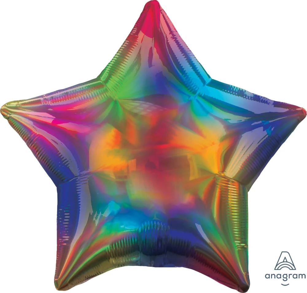 18" Iridescent Rainbow Star Foil Balloon