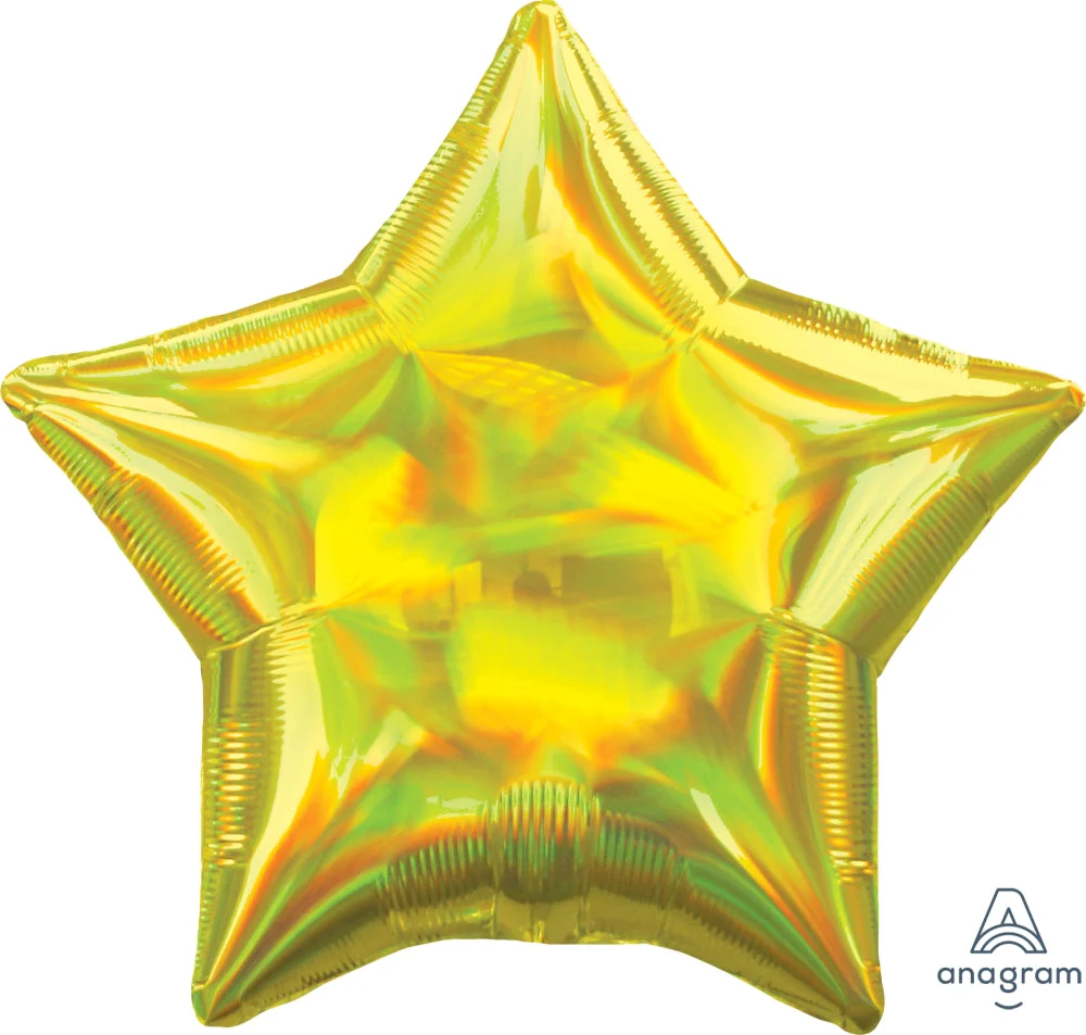 18" Iridescent Yellow Star Foil Balloon