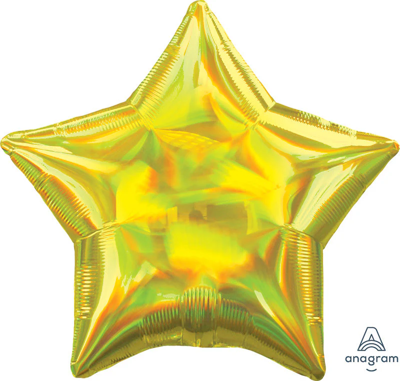 18" Iridescent Yellow Star Foil Balloon