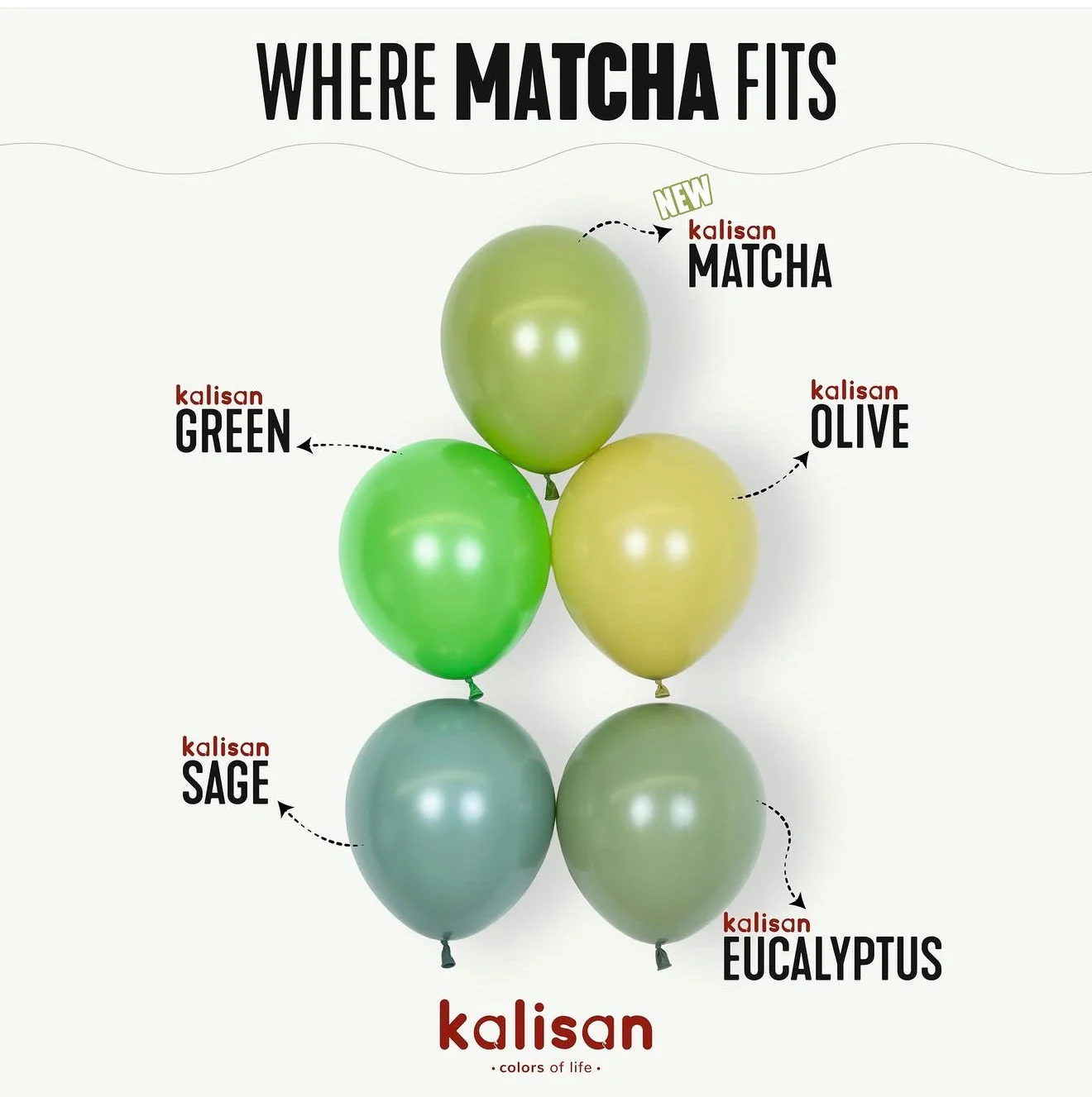 18" Kalisan Latex Balloons Standard Matcha Green (25 Per Bag) - Image 3