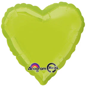 18" Kiwi Green Decorator Heart Packaged Balloon