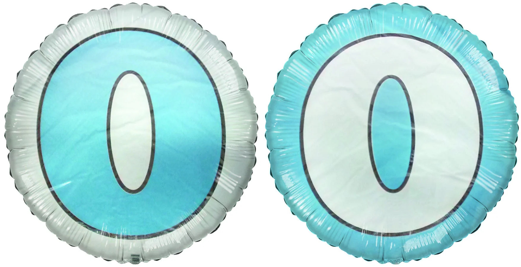 18" Letter O Pale Blue & White Round Mylar Balloon