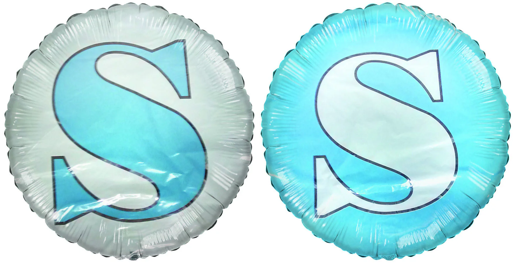 18" Letter S Pale Blue & White Round Mylar Balloon