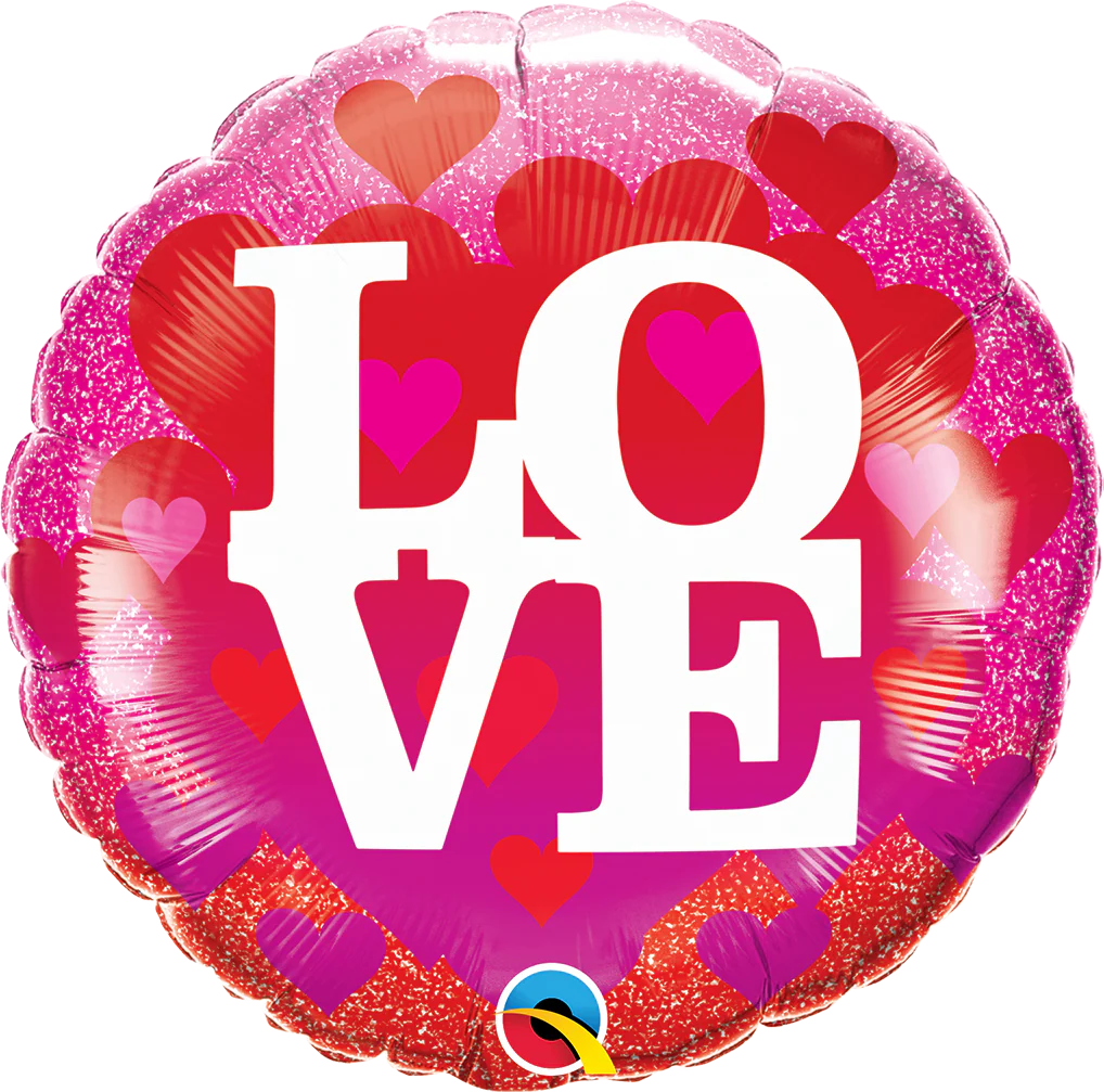 18" Love Hearts & Glitter Foil Balloon